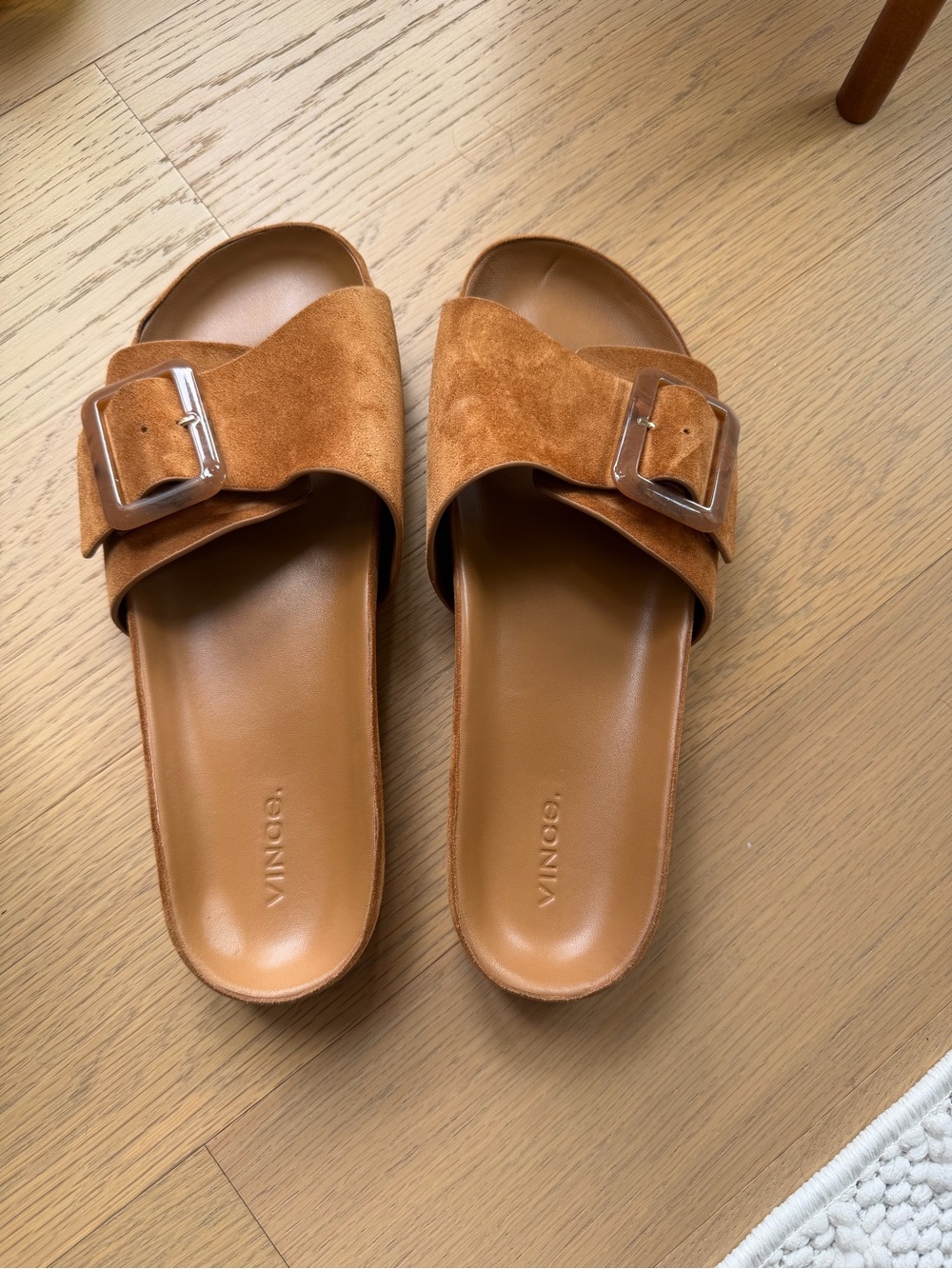 Vince Suede Buckle Slide Sandals